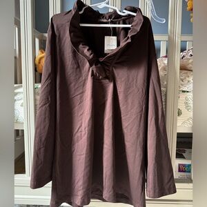 J. McLaughlin Brown Long Sleeve Ruffled Top